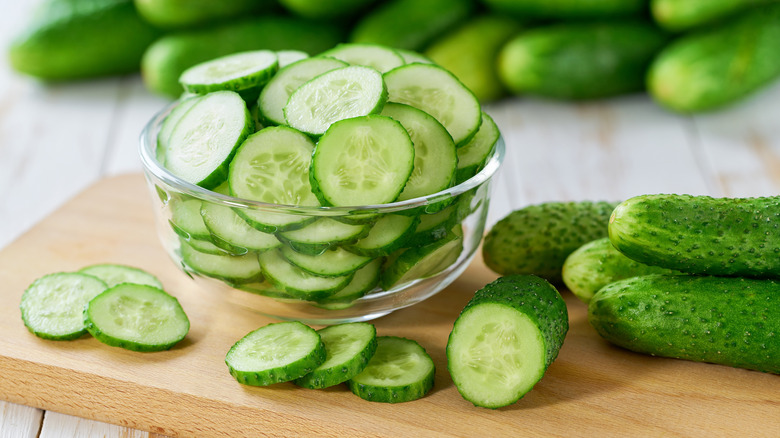 cucumbers prepared for salad