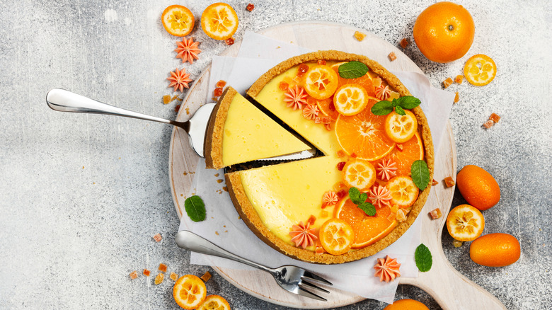 Cake decorated with kumquats