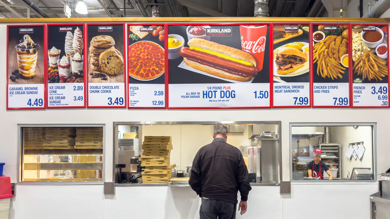 View of person ordering food at the Costco food court counter