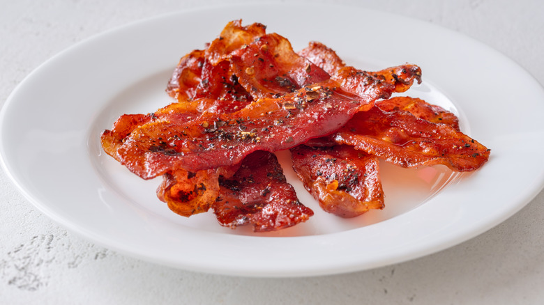 A plate of candied bacon