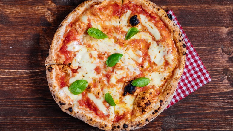 cheese pizza with basil