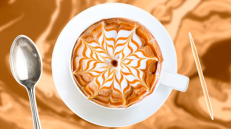 snowflake latte art and toothpick