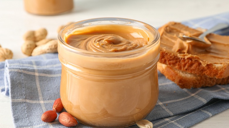 glass jar with peanut butter