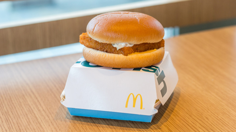 McDonald's Filet-O-Fish sitting on top of carton