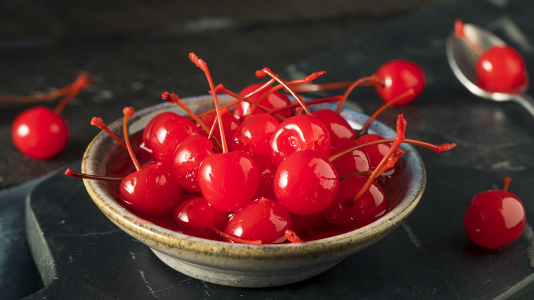 bowl of Maraschino cherries