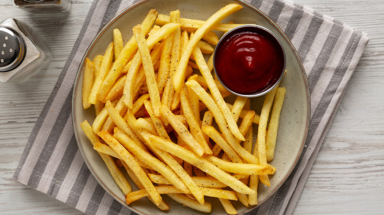 French fries and ketchup