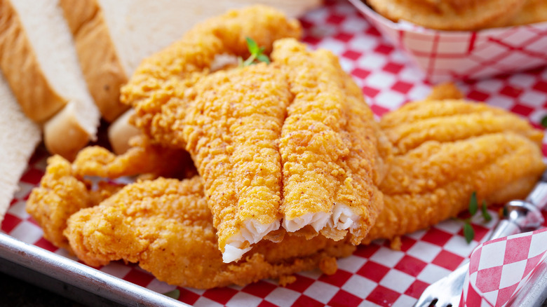 Southern fried fish on a tray