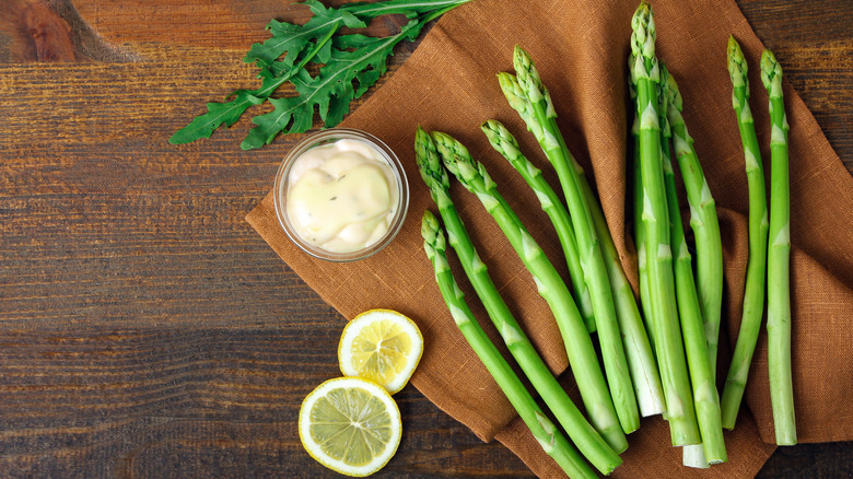 thick asparagus on a plate