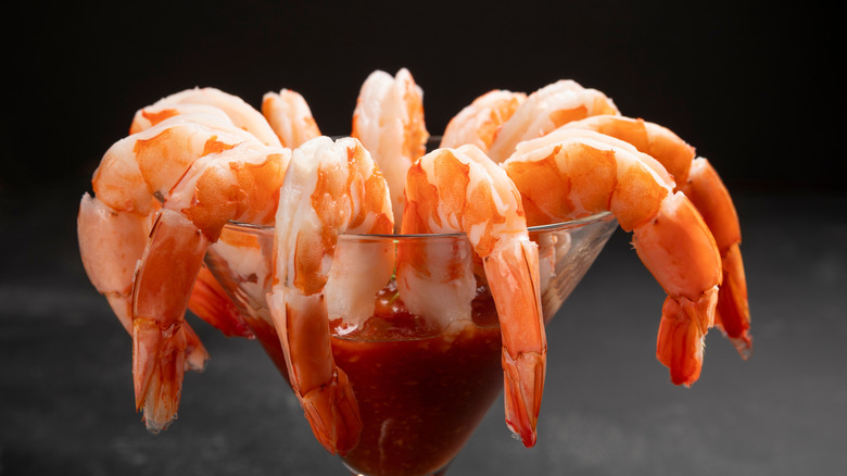 Shrimp cocktail in a martini glass