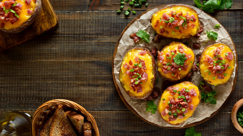 Twice baked potatoes with bacon and cheese