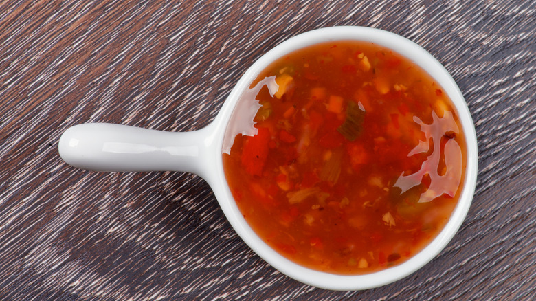 Dish of sweet and sour sauce