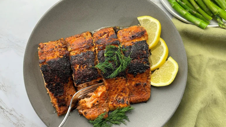 blackened salmon dish