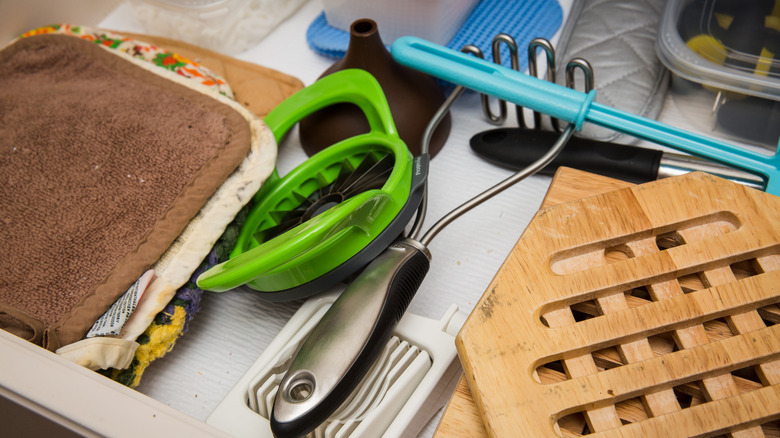 Interior of a kitchen drawer
