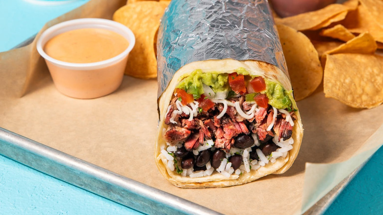 A burrito meal from Moe's South Grill