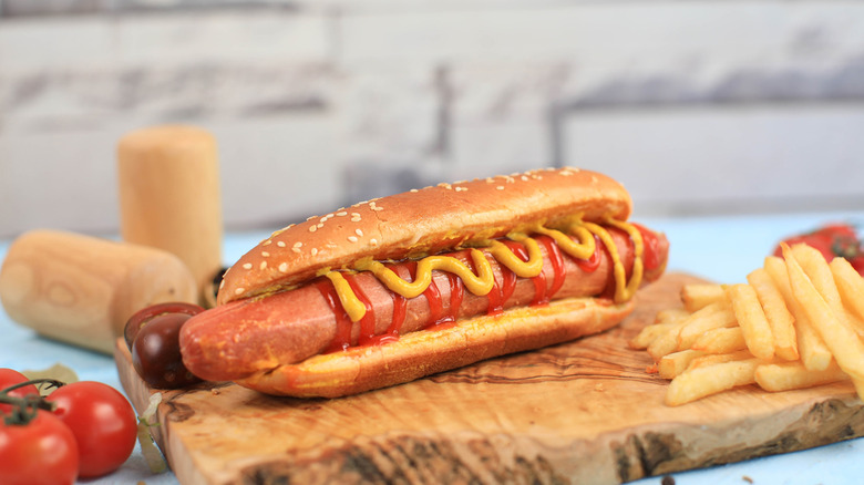 Traditional hot dog and fries
