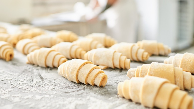 Croissant rolls on kitchen counter