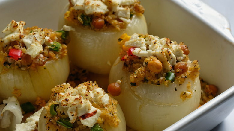 Close-up of stuffed onions