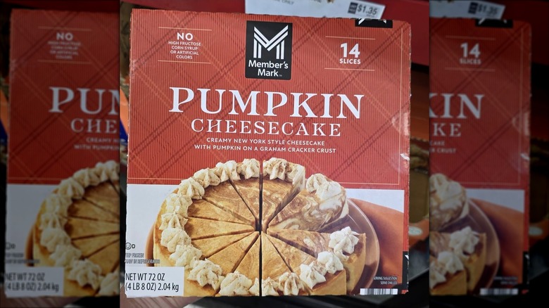 Close up of Member's Mark New York Style Pumpkin Cheesecake box