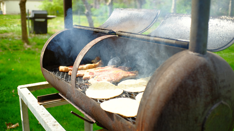 food on outdoor smoker