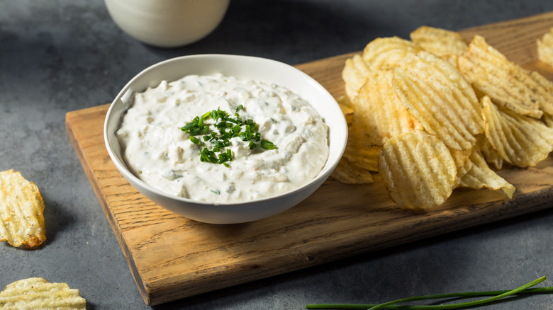 potato chips and onion dip