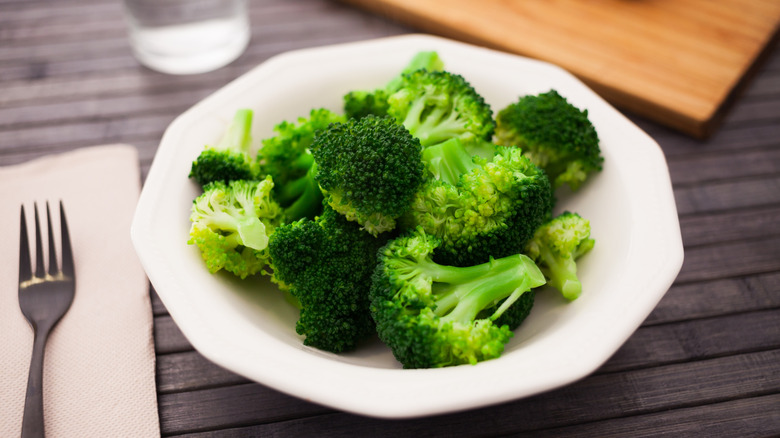 white plate with broccoli