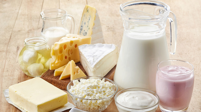 A variety of dairy products