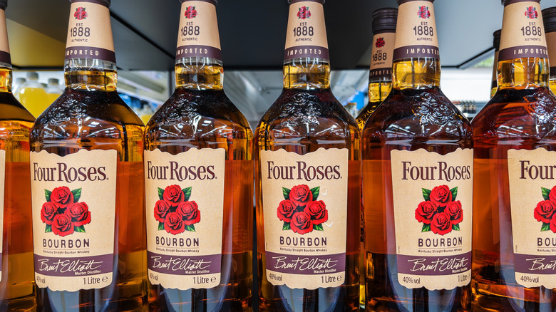 Display of Four Roses bourbon bottles