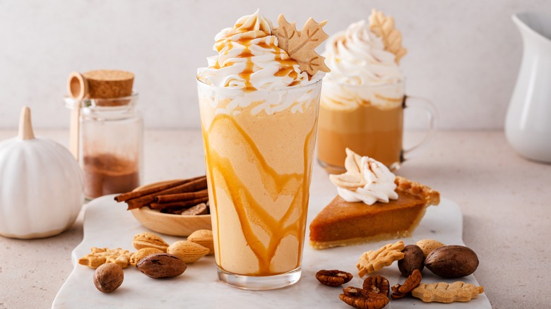 pumpkin pie smoothie with whipped cream