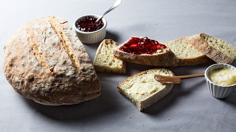 boule with jam and butter
