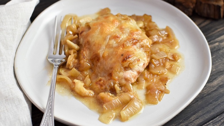 french onion chicken on plate
