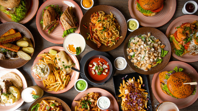 An assortment of dishes from different cuisines
