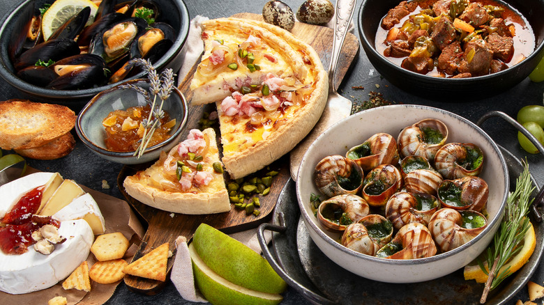 An assortment of regional French dishes