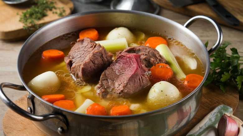 French pot-au-feu in a bowl