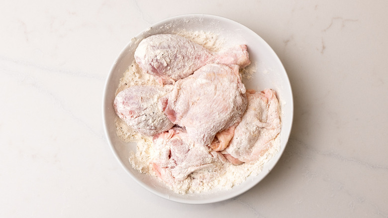 chicken coated in seasoned flour