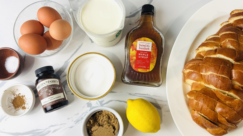 Ingredients for french toast bread pudding