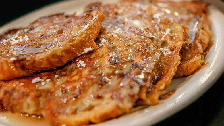 A close of French toast croissant