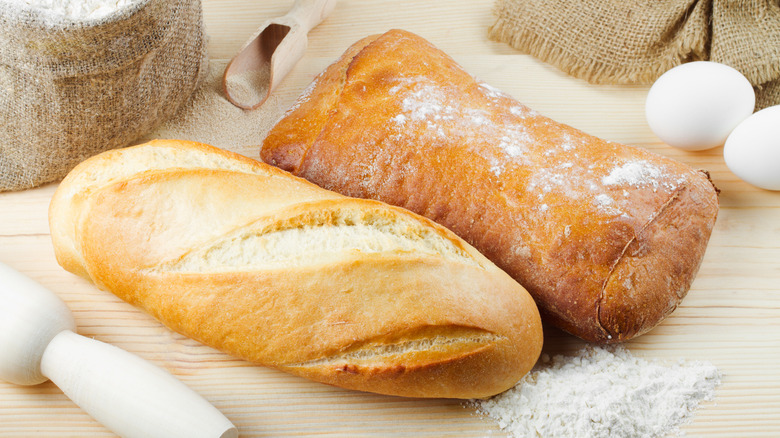 Small baguette and ciabatta roll