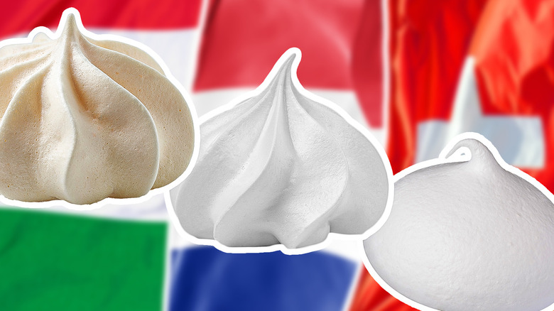 whipped meringue against country flags