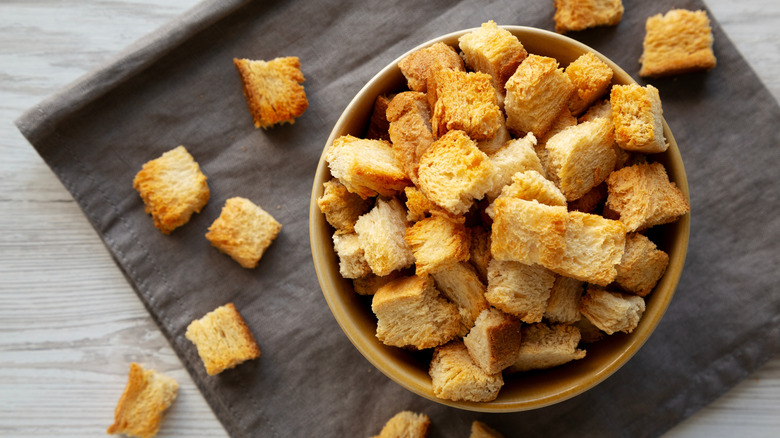 bowl of croutons