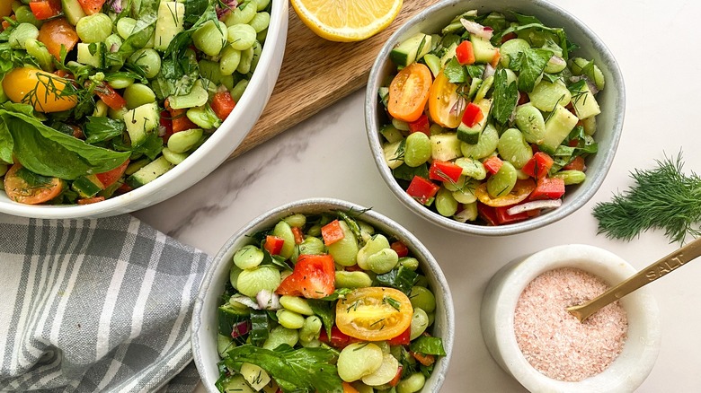 lima bean salad in two bowls