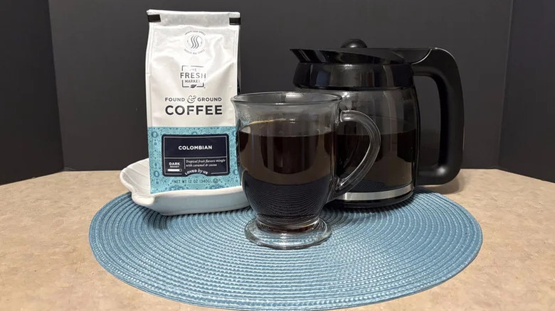 Fresh Market Colombian coffee bag and brew