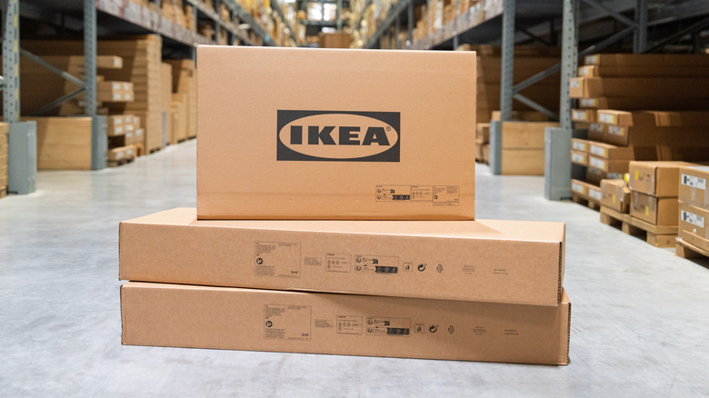 Ikea boxes on warehouse floor