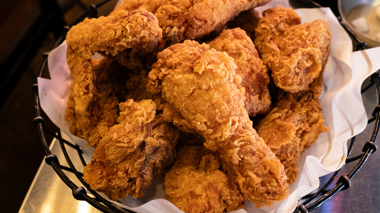 Golde fried chicken on plate