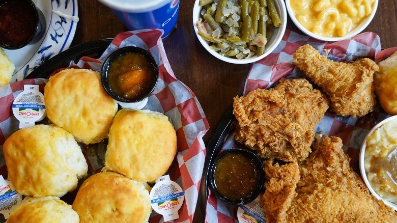 fried chicken with sides