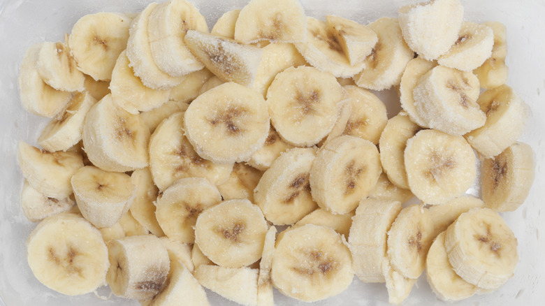 frozen bananas cut up into bite size pieces