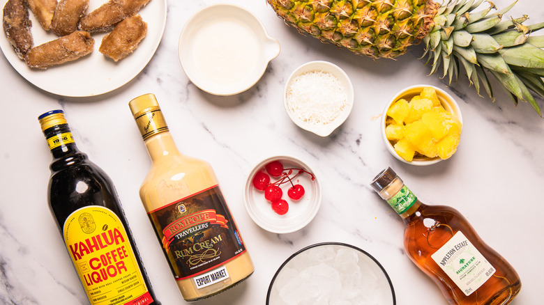 Ingredients for frozen hummingbird cocktail.