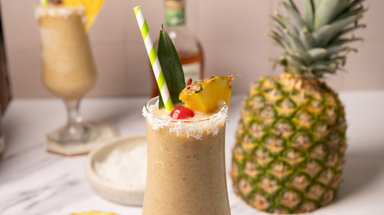 A hummingbird cocktail with pineapple.