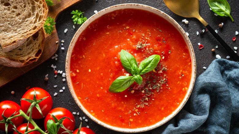tomato soup with garnishing