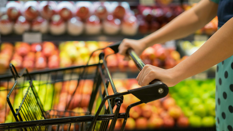 shopping for fresh produce in supermarket