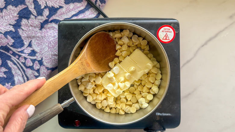 chocolate and butter in pot